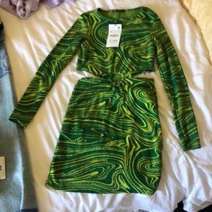 Green cutout Zara dress